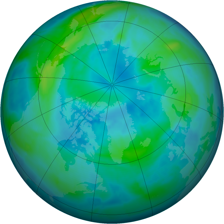 Arctic ozone map for 05 October 2009